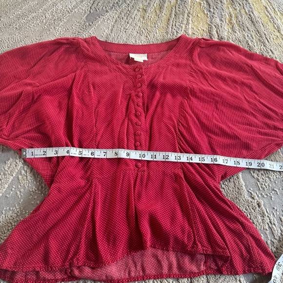 Maeve Anthropologie Chatham Blouse Polka Dot Top Red white buttons XS - Picture 8 of 12